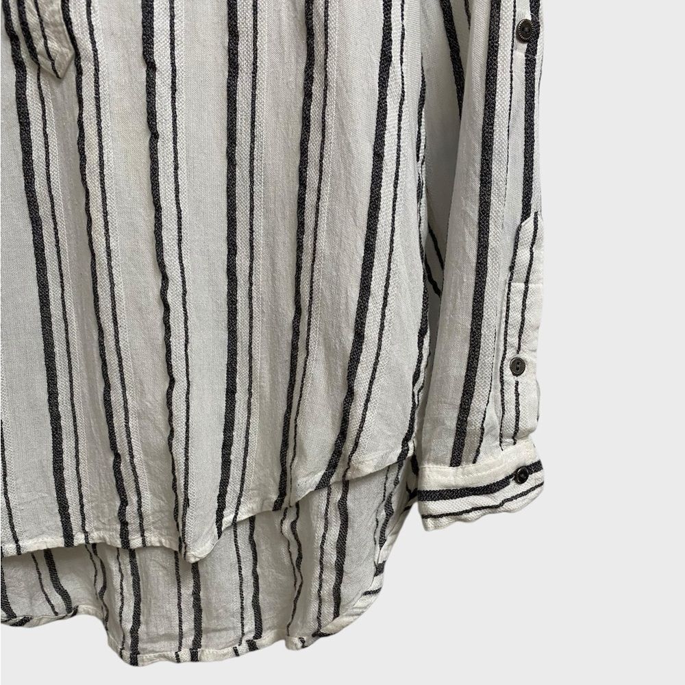 Lucky Brand Women's Striped Henley Top Size S Black White Pocket Soft Beachy - Picture 9 of 16